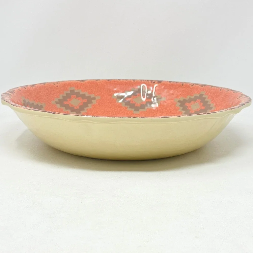HiEnd Accents Southwest Native Feather Textured Melamine Ex Lg Bowl 14